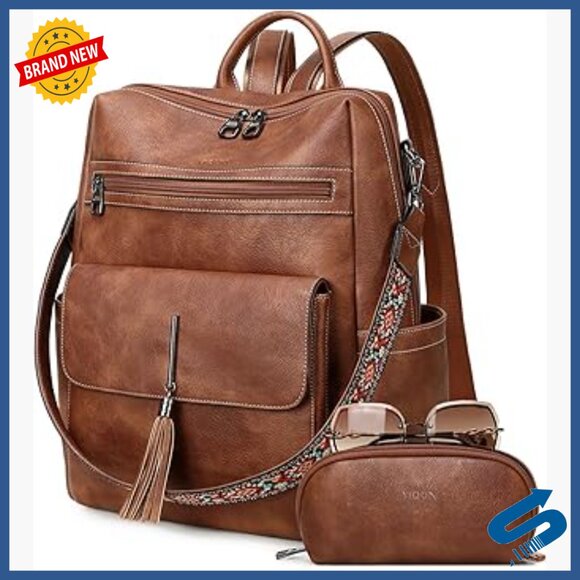 Large PU Leather Backpack Purse with Tassel, Multi-Pocket Design for Women main image 5
